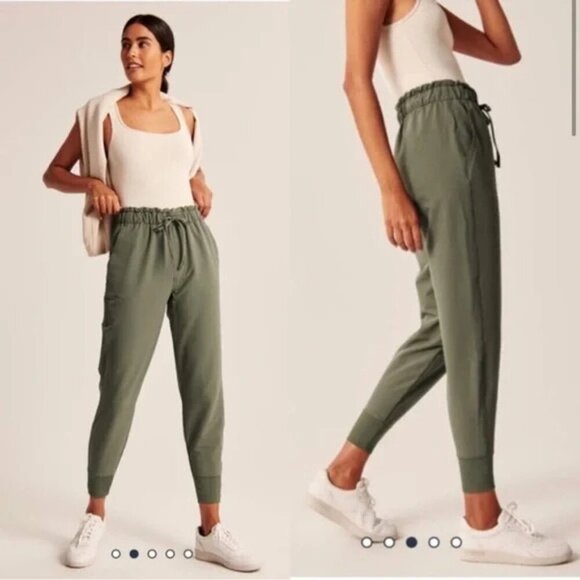 Abercrombie & Fitch Green High Rise French Terry Jogger Sweatpants - Picture 1 of 6